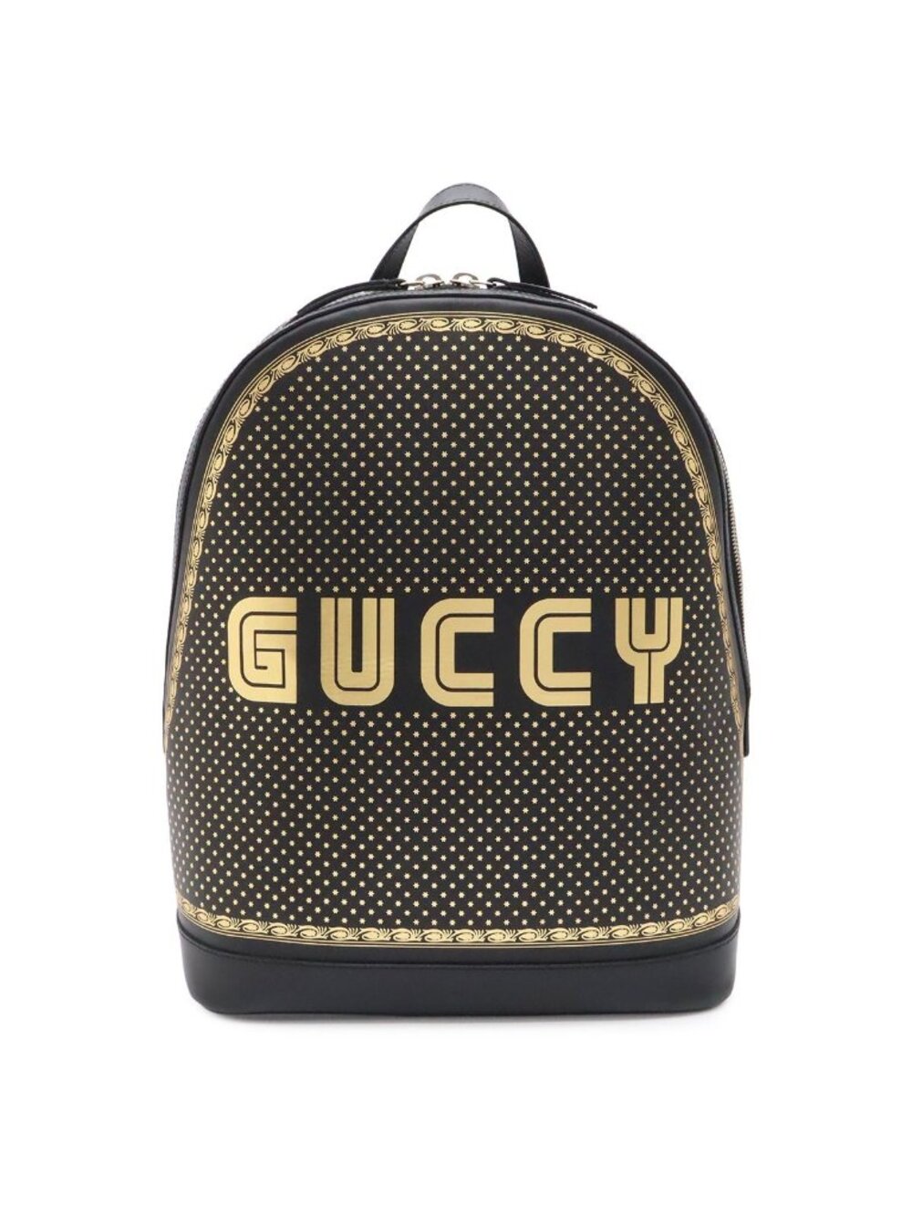 Gucci Guccy Backpack Star Pattern Leather Black Gold